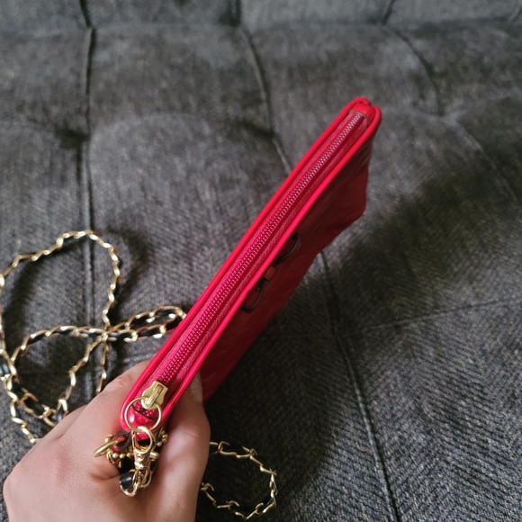 Coach Red Patent Leather Heart Charm Wristlet - Picture 12 of 14